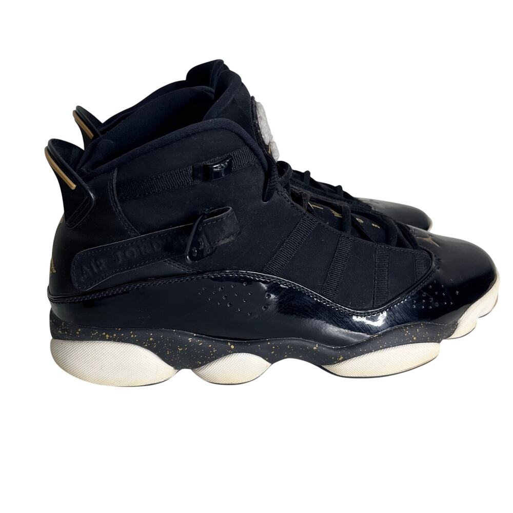Air Jordan 6 Rings Black Metallic Gold White Men Size 12 322992-007 Sneakers